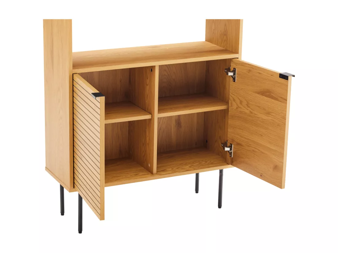 Bibliothèque en bois 4 étagères et 2 portes STINNA - HAPPY GARDEN
