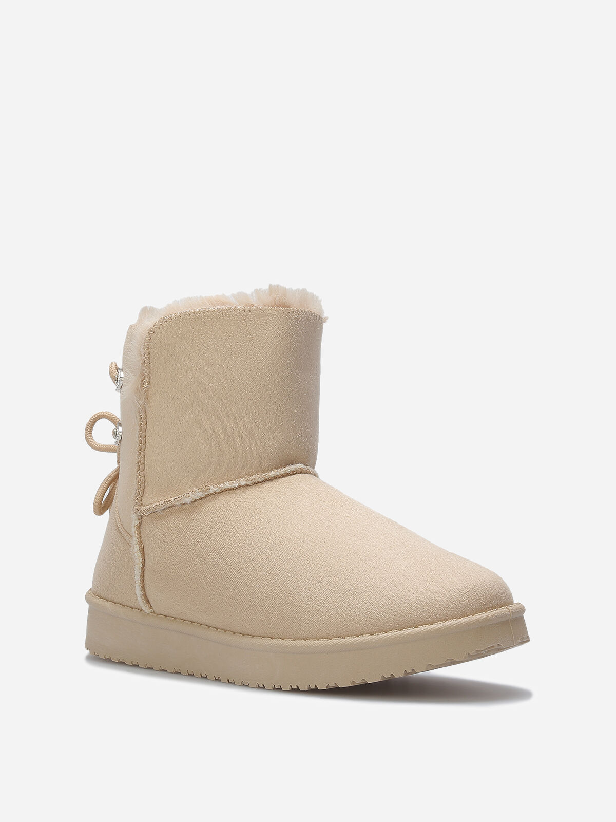 Boots fourrées à strass- Beige