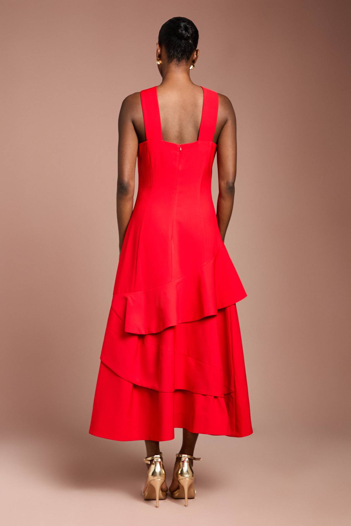Coast Robe Midi En Crêpe À Volants Et Encolure Croisée