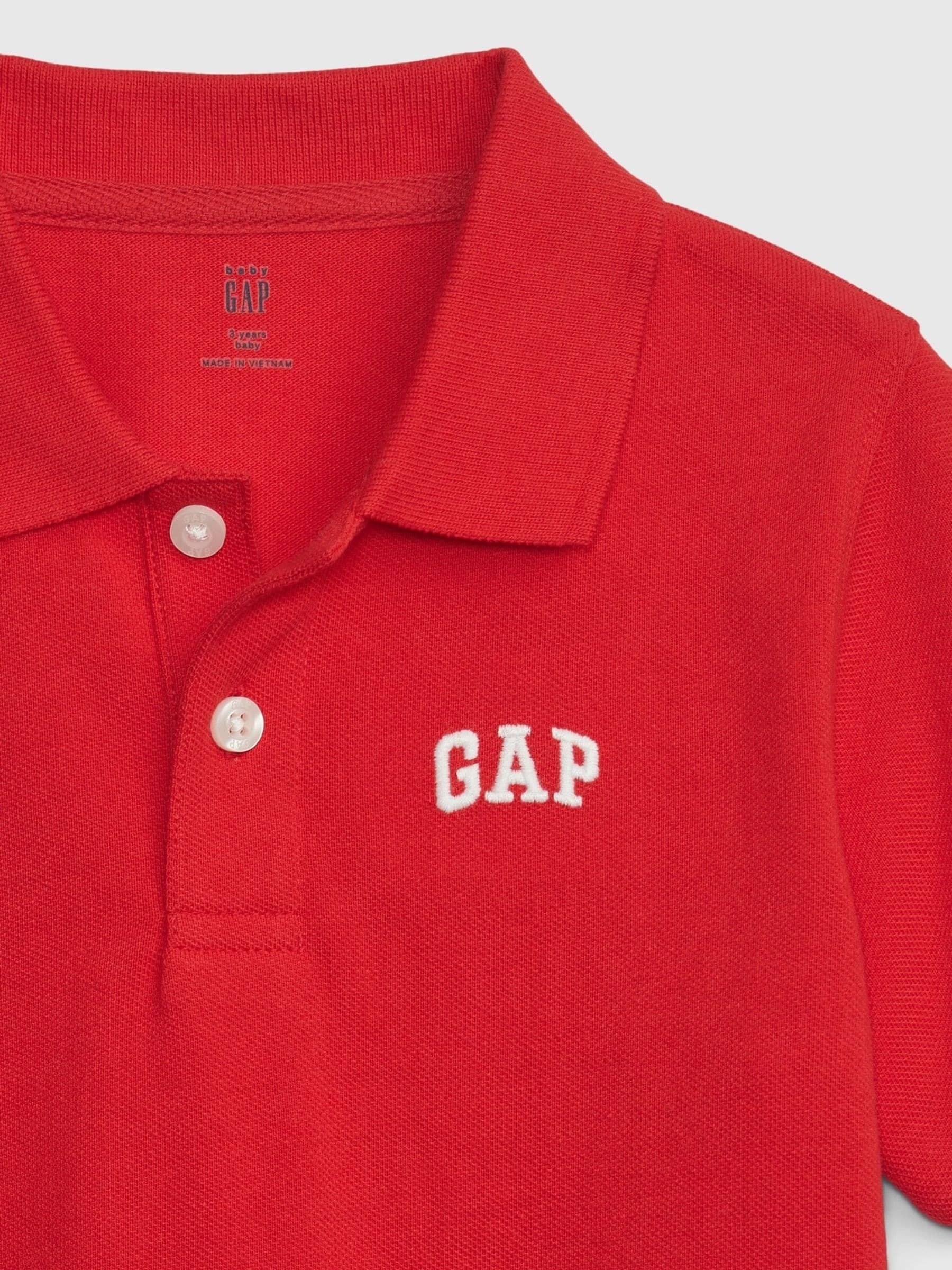 Rood - Gap piqué poloshirt met korte mouwen en logo (pasgeboren baby-5 jr)