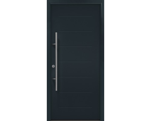 EcoStar ISOPRO Secur IPS 015 voordeur, 1100 x 2100 mm, linksdraaiend, RAL 7016 antracietgrijs, inclusief beslagset, RVS-greep, veiligheidsprofielcilinder met 5 sleutels