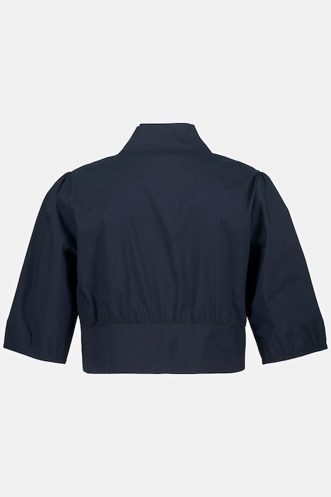 Bluse, Schalkragen, kurz, V-Ausschnitt, Puff-Halbarm