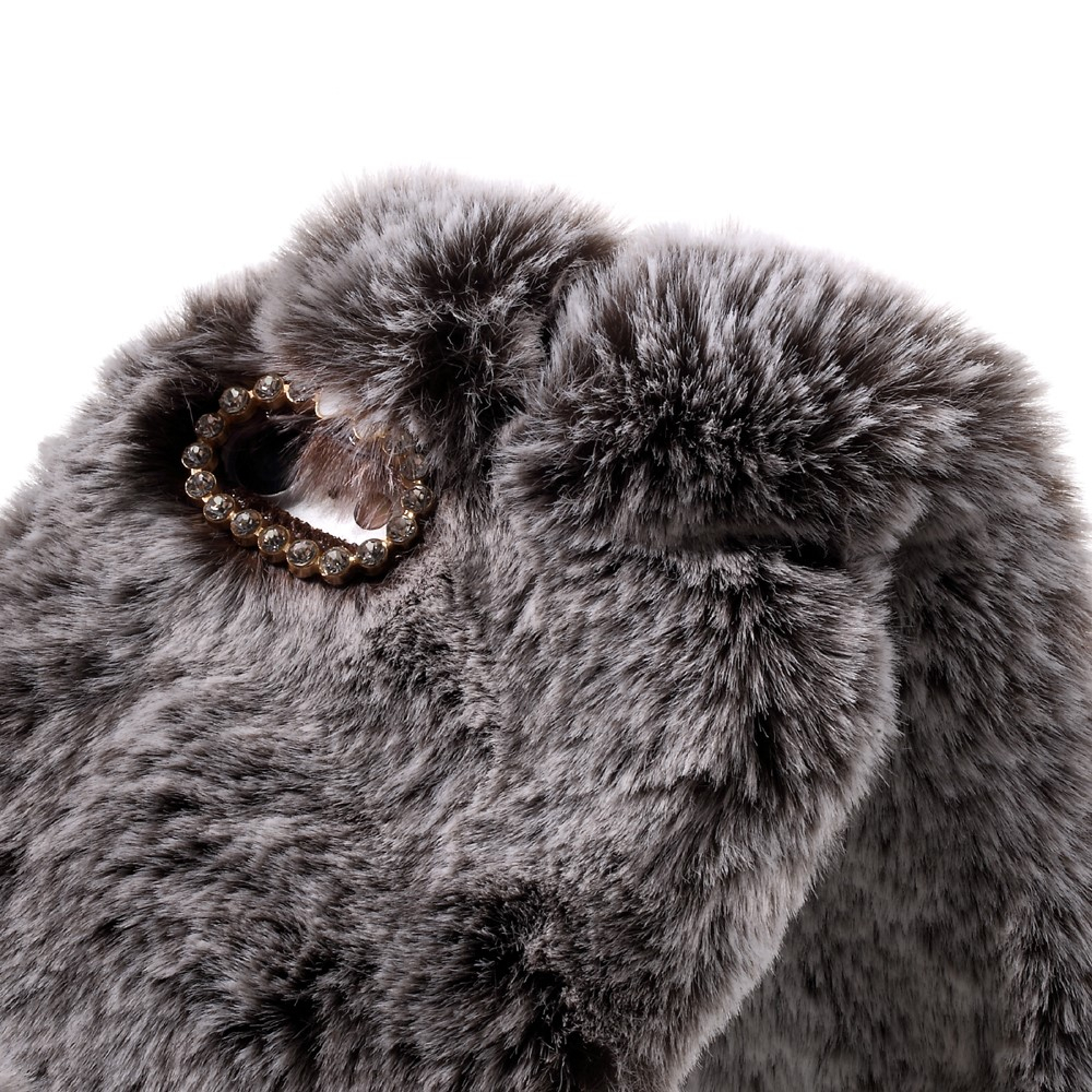iPhone SE (2022/2020) / 8 / 7 3D Gummi Plüsch Case Hülle Bunny mit Flauschigen Hasenohren - Braun