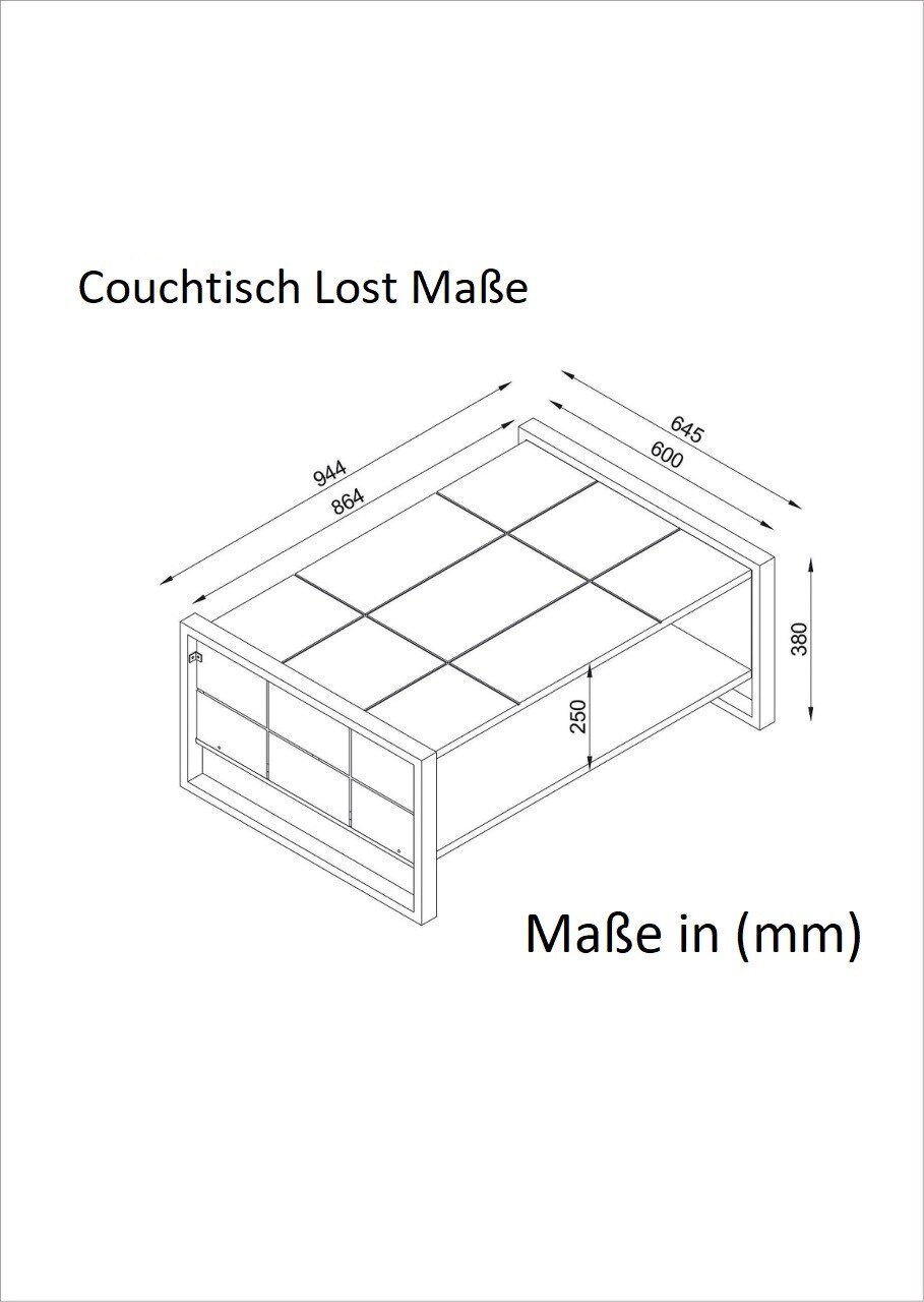 Couchtisch Lost mit Metallfüße Walnuss