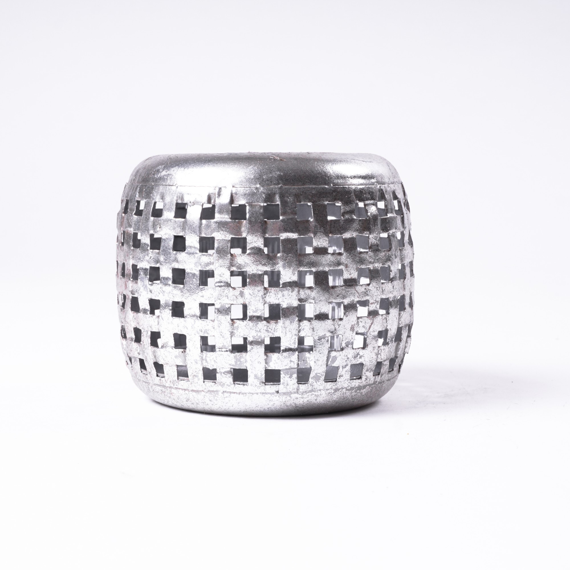 Windlicht 'Mullewa S' aus Metall, silber, Ø 11 cm, H 9 cm von fischer's lagerhaus