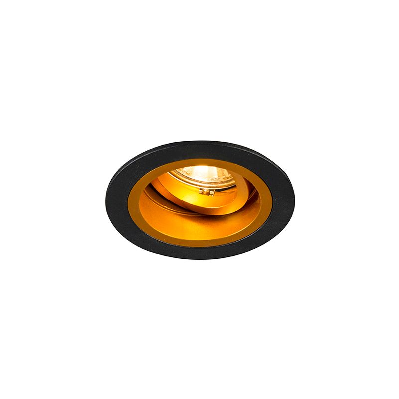 Inbouwspot rond zwart met goud draai- en kantelbaar - Chuck