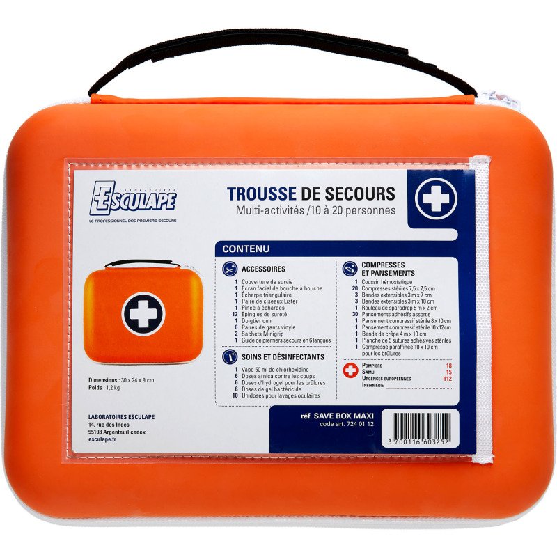 Trousse de premiers secours SaveBox - 20 personnes