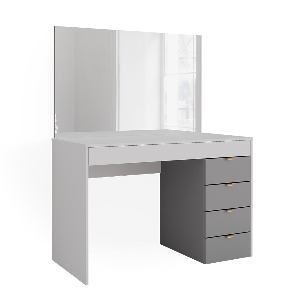 Vicco Schminktisch Elise Weiß Grau 115 x 76 cm modern Frisiertisch Schubladen Spiegel