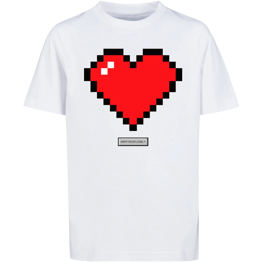 F4NT4STIC T-Shirt Pixel Herz Good Vibes Happy People weiß