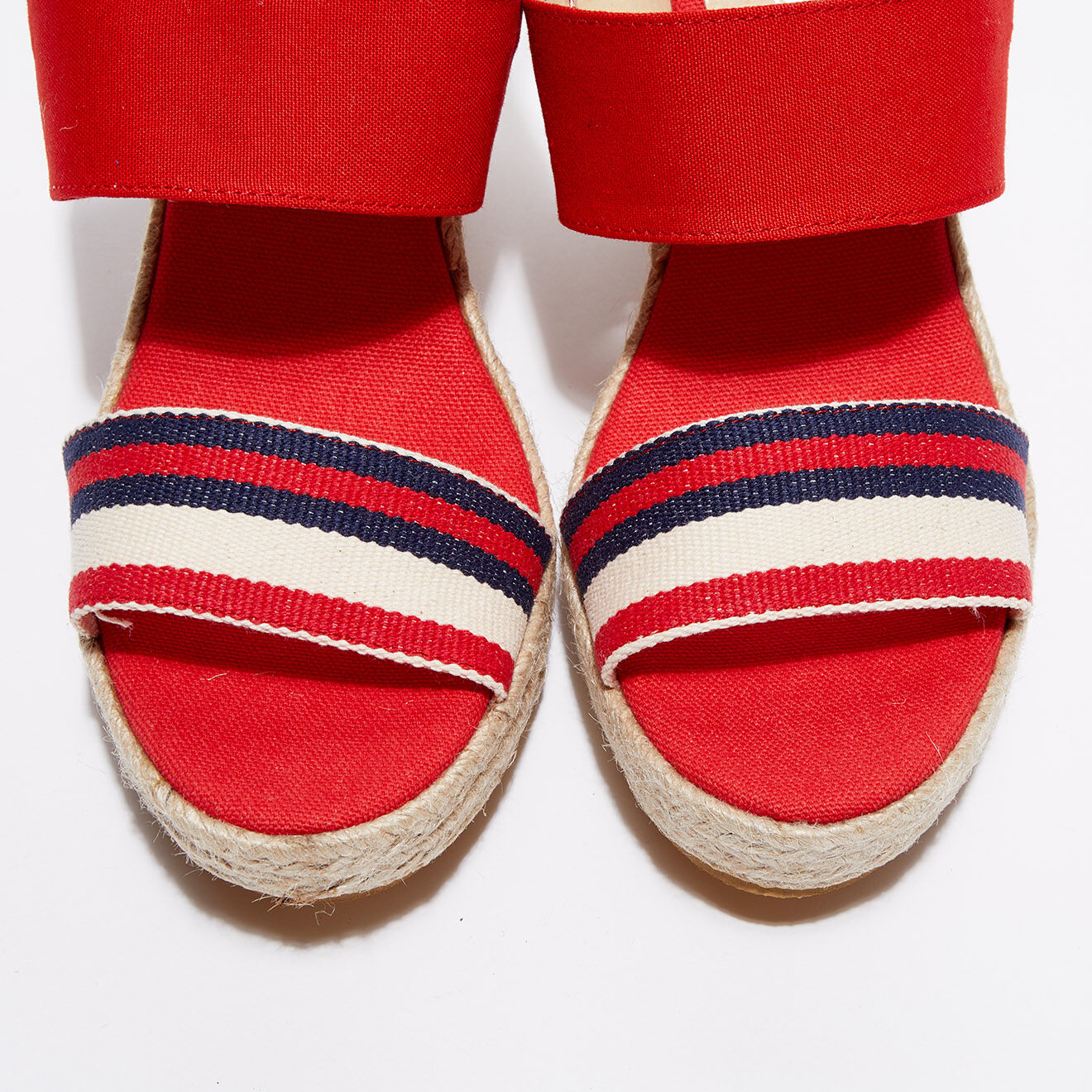 Apologie Sandales en Toile Justina rouge/écru Talon 10 cm