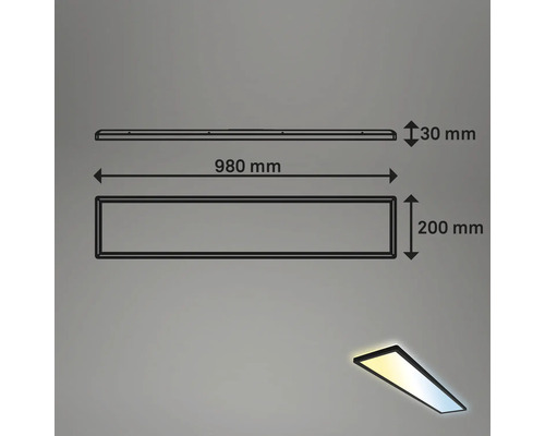 Dimbaar LED-paneel, 36W, 4800 lm, CCT verstelbaar, wit, 20x98 cm, slank, zwart + afstandsbediening + achtergrondverlichting + nachtlampfunctie