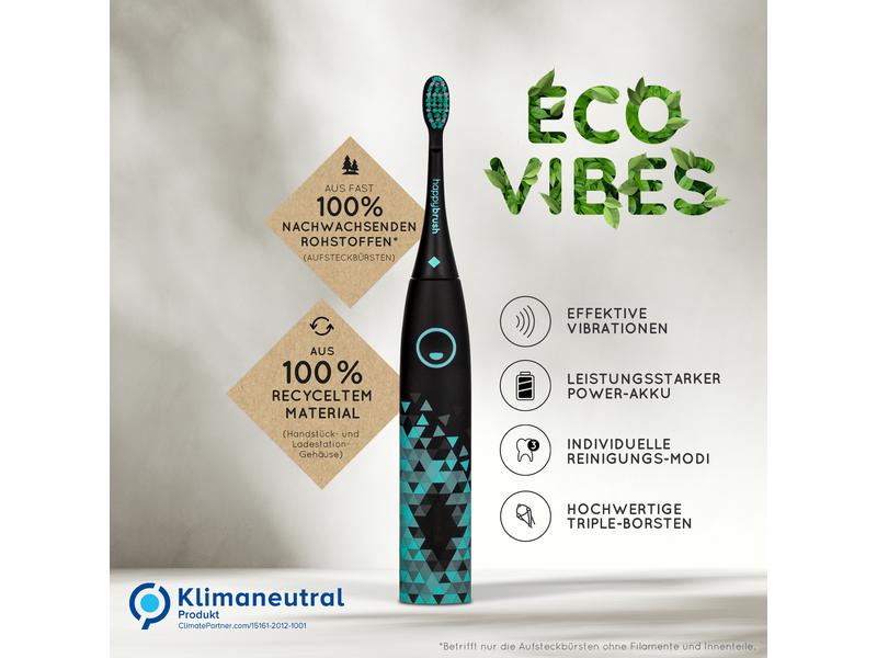 happybrush Schallzahnbürste ECO V3 Schwarz Elektrische Zahnbürste