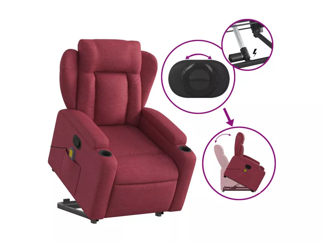 Fauteuil inclinable massant Rouge bordeaux Tissu
