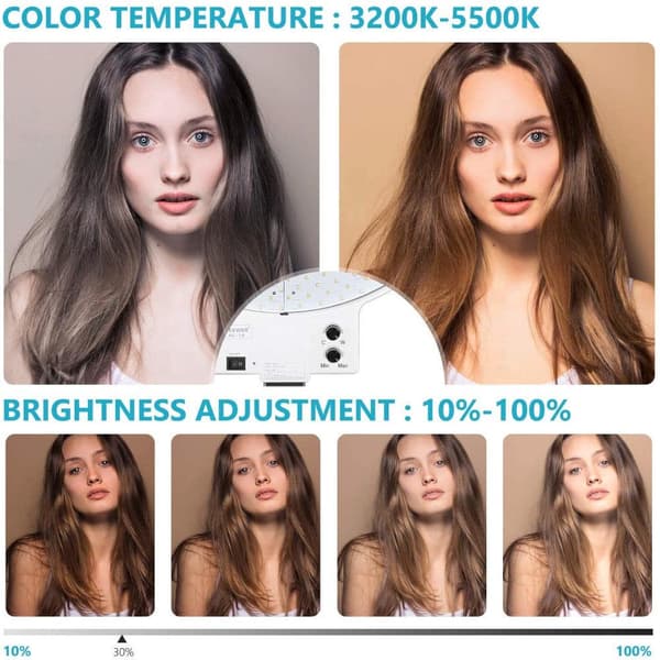Studio LED Ring Lamp Selfie 48cm Diameter Dimmable Justerbar med bredde på farger og 2M Stand Ring Light Studio