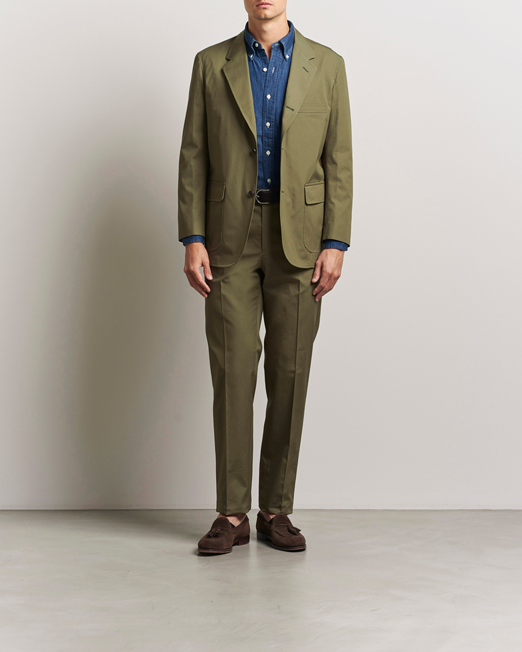 Kamakura Shirts Cotton Ivy Trousers Olive