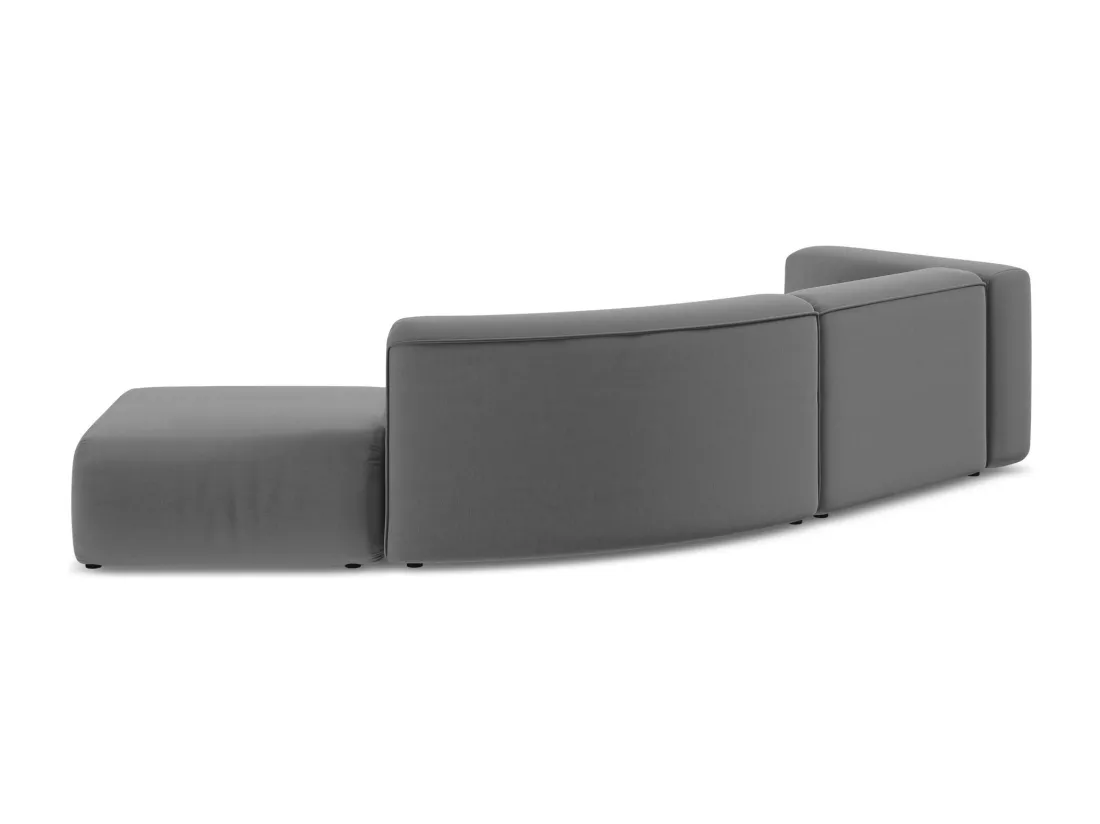 Canapé modulable 4 places droit en velours - gris - EKAHI