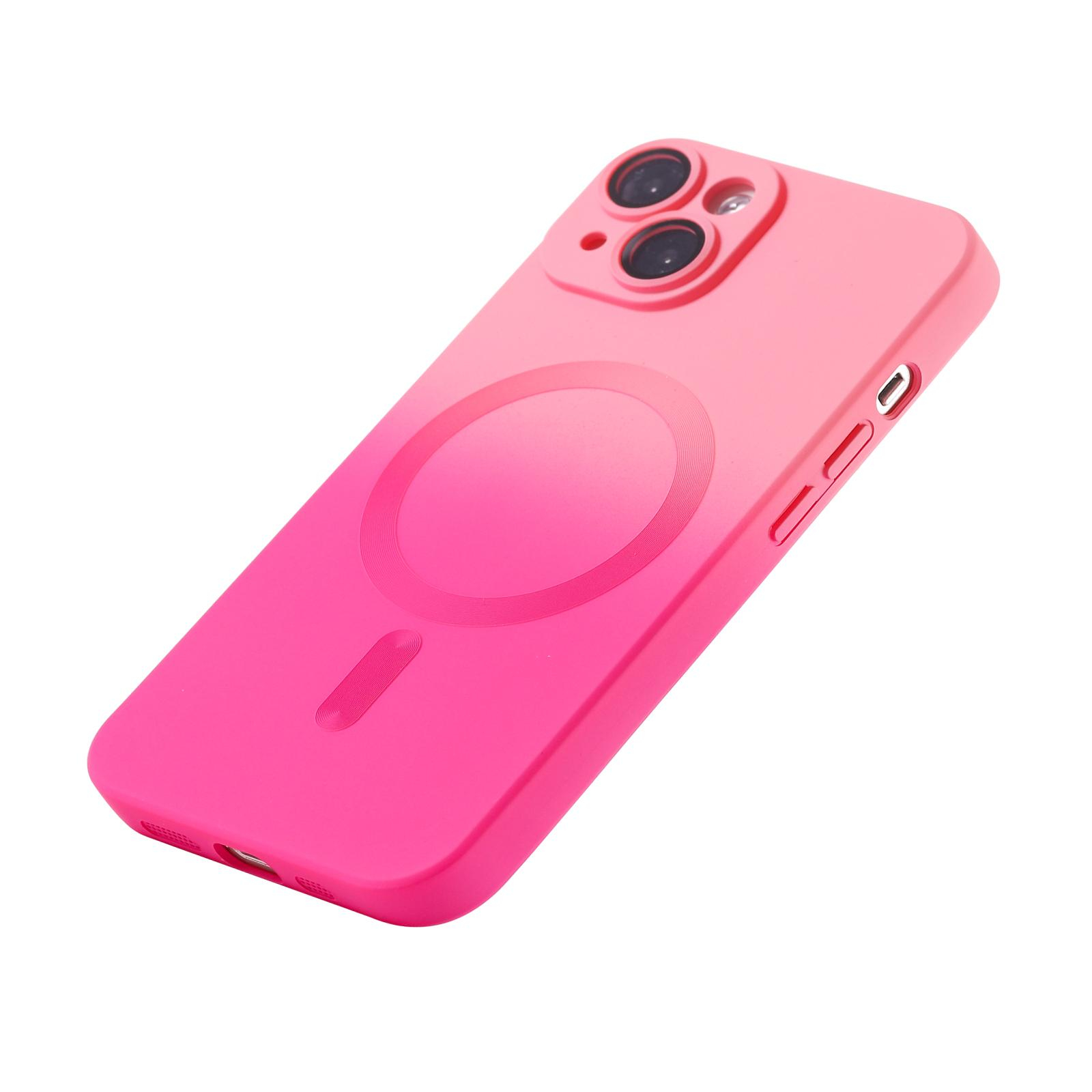 iPhone 14 MagSafe Gummi Case Hülle Kameraglasschutz mit Farbverlauf - Rosa / Pink