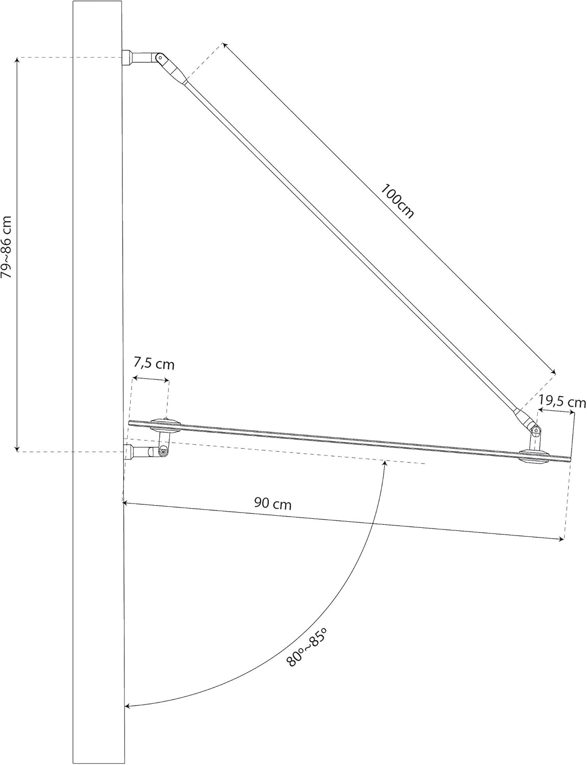 Glasvordach Vordach Türvordach Türdach 160x90 cm aus 13,14 mm starkem Verbundsicherheitsglas (VSG) mit 2 Halterungen aus Hochwertigen V2A Edelstahlbeschlägen (Getönt)