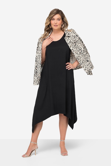 Midikleid, A-Linie, Rücken-Spitzeneinsatz, ärmellos, Zipfelsaum