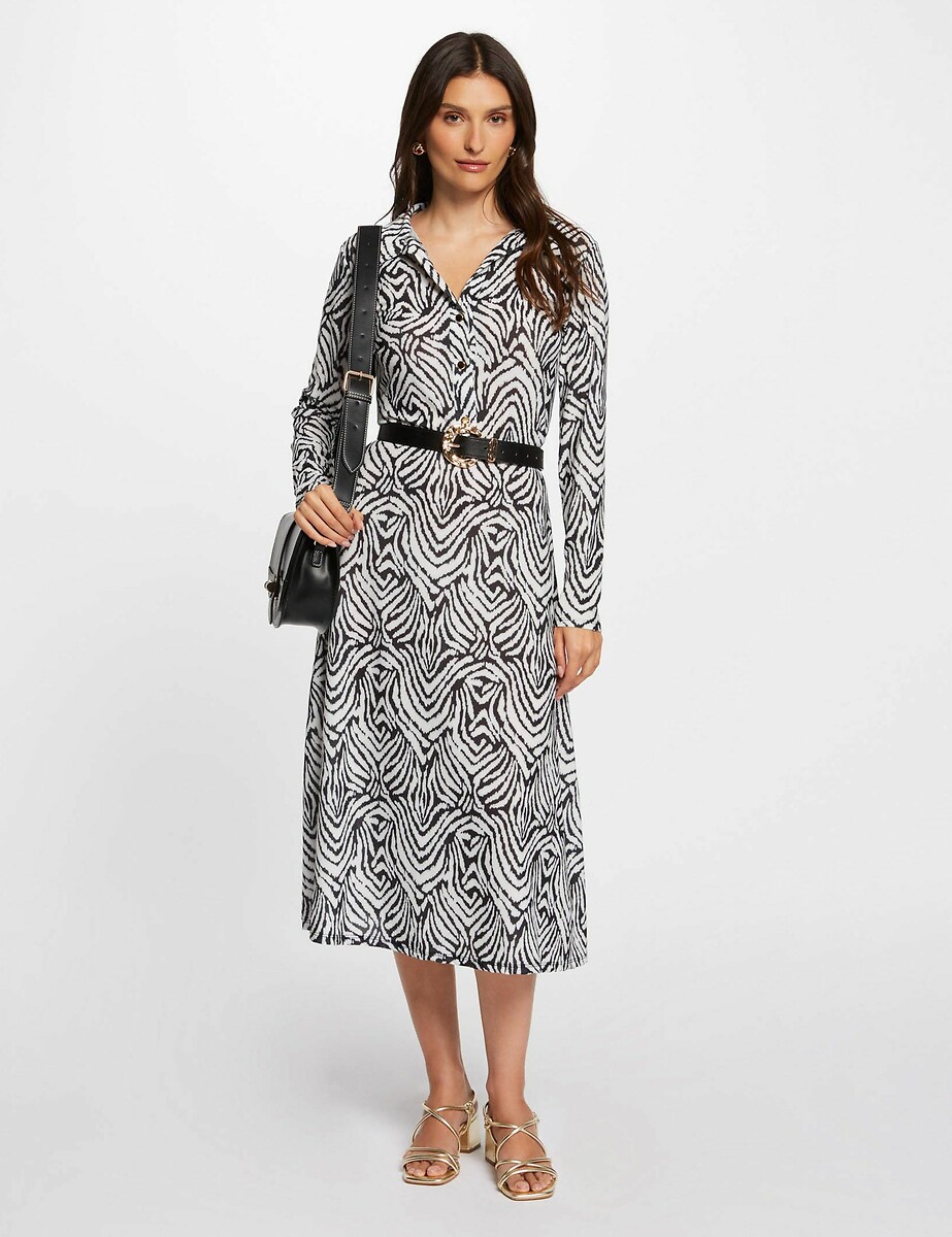 MORGAN<br>Vestido midi reto estampado