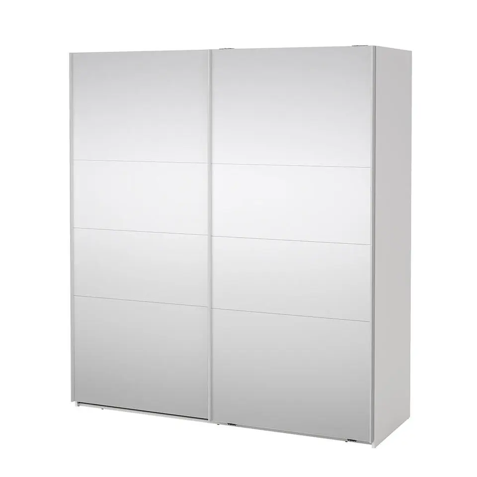 Hioshop Catania schuifdeurkast 2 deuren met spiegel 180x200cm wit