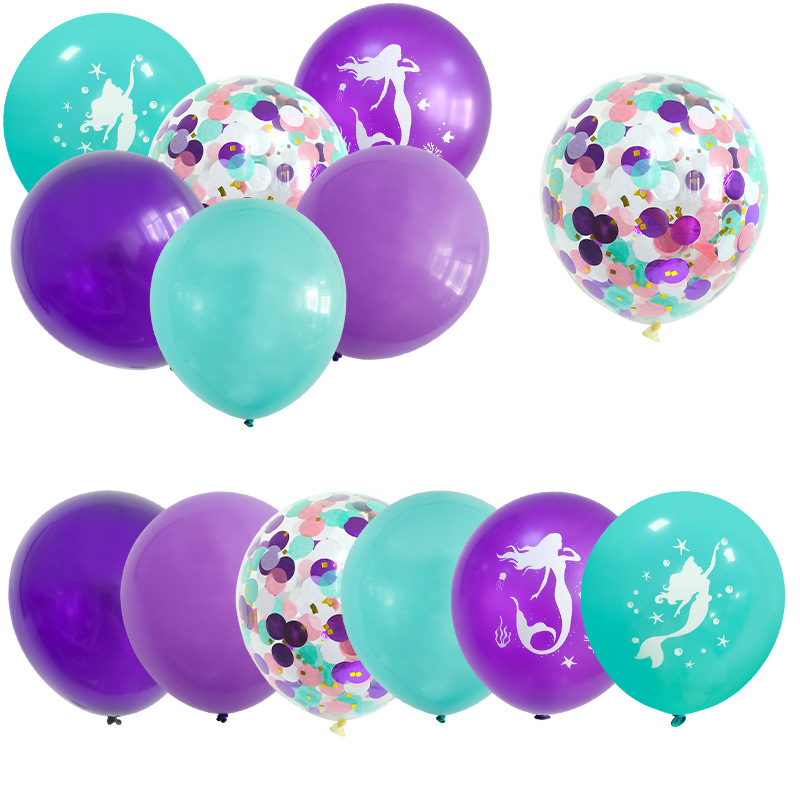 (22-tlg. Set) Kinder Party Ballons Latex- und Folienballons mit Konfetti - Meerjungfrau / Muschel