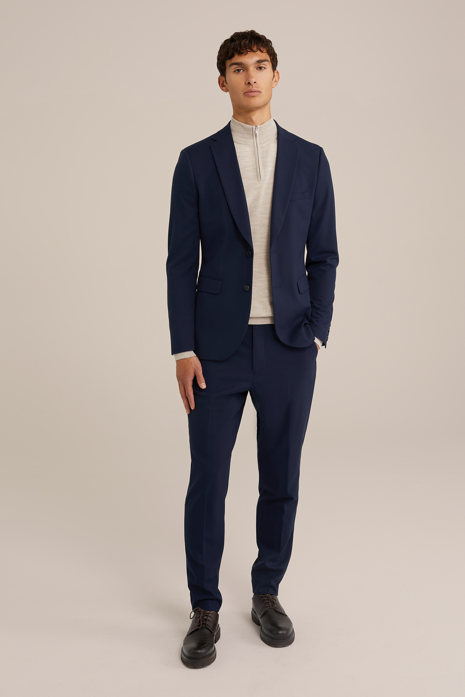 slim fit pantalon Fundamentals Donkerblauw