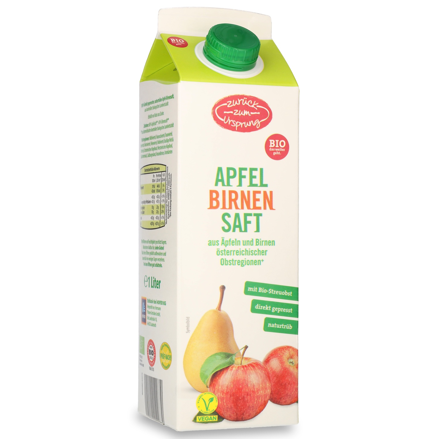ZURÜCK ZUM URSPRUNG BIO-Apfelsaft, Apfel-Birne 1 l