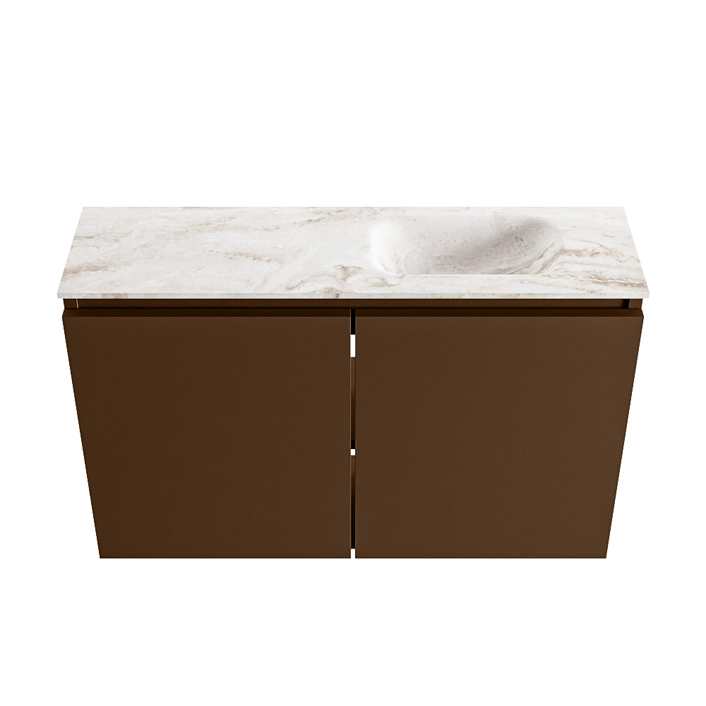 Mondiaz Ture DLux toiletmeubel 80cm rust met wastafel frappe rechts met kraangat