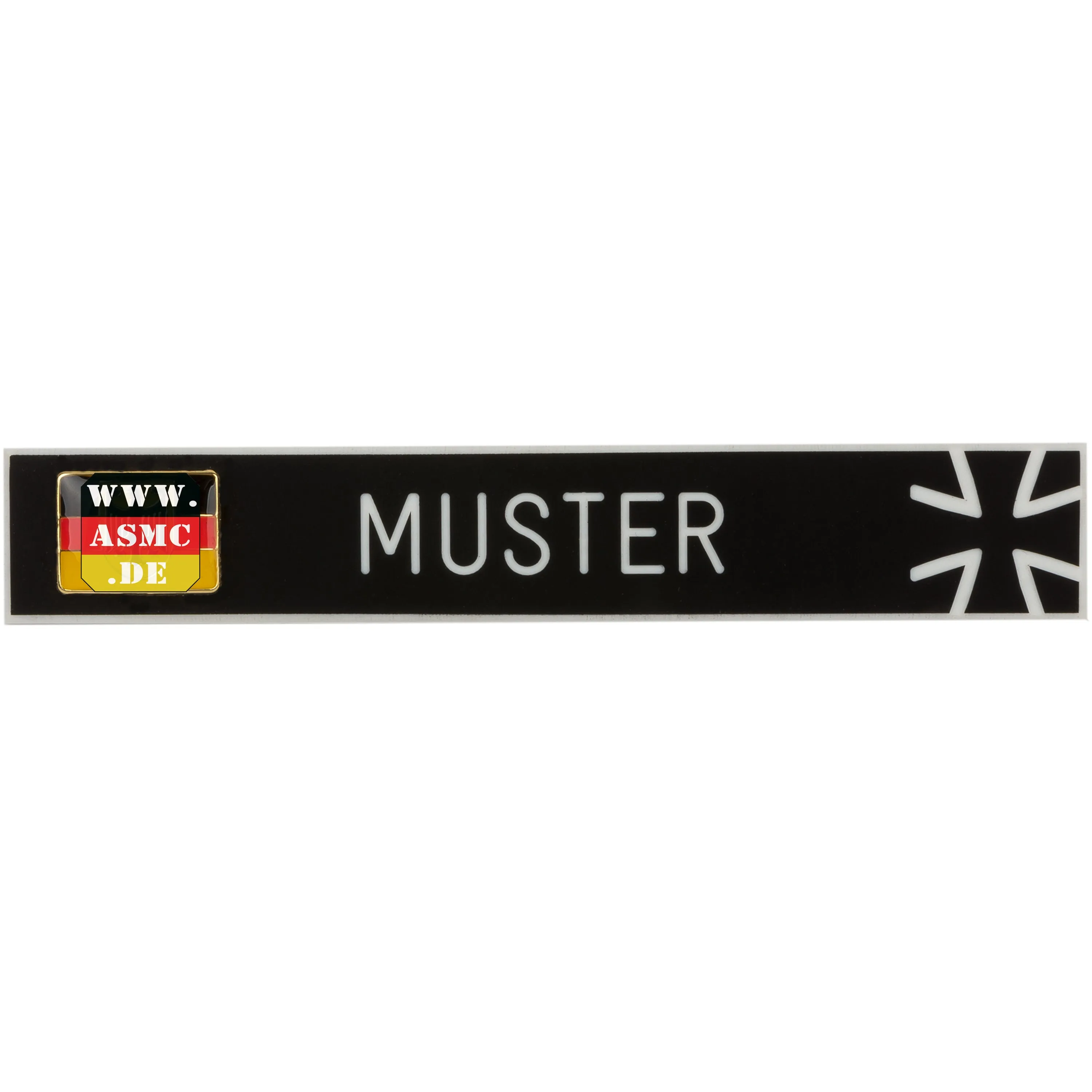 ASMC GmbH -  Namensschild mit Dienstfahne + Eisernes Kreuz schwarz