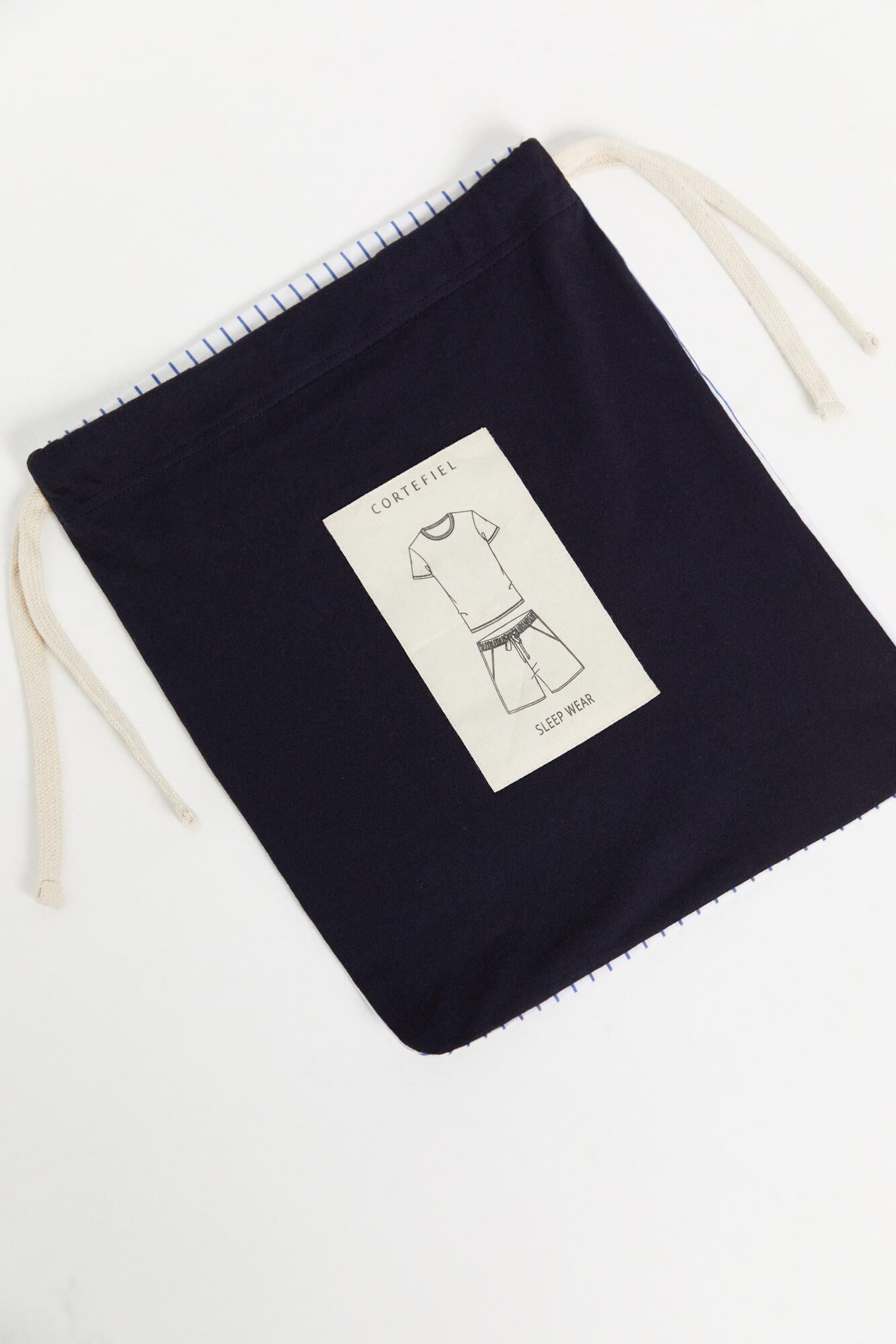 Conjunto de pijama de malha e tecido - Azul marinho
