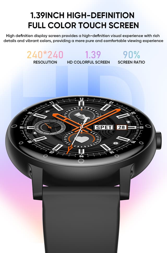 Smartwatch med sundhedsovervågning Sort