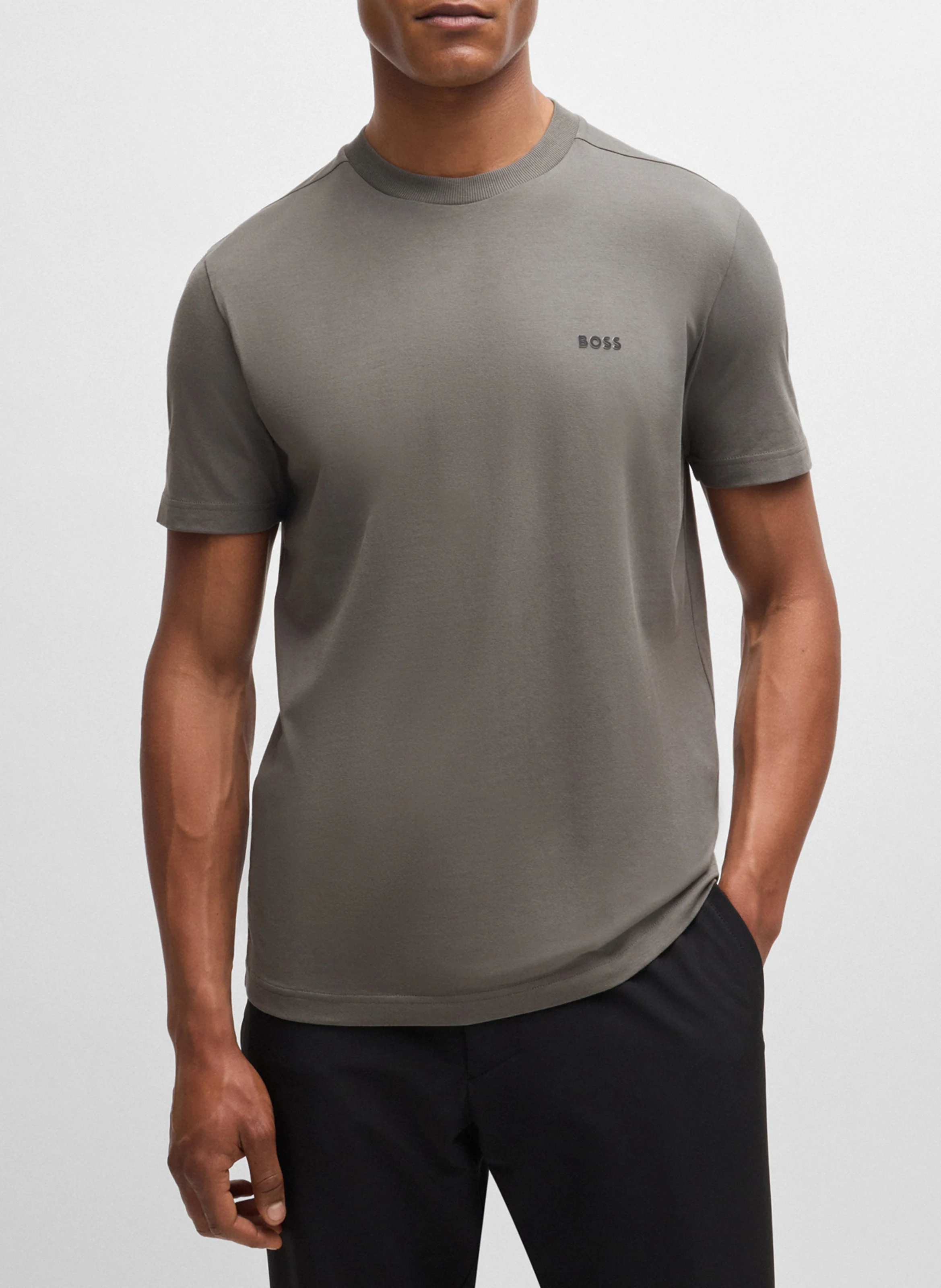 Tee-shirt col rond en coton mélangé | Argent