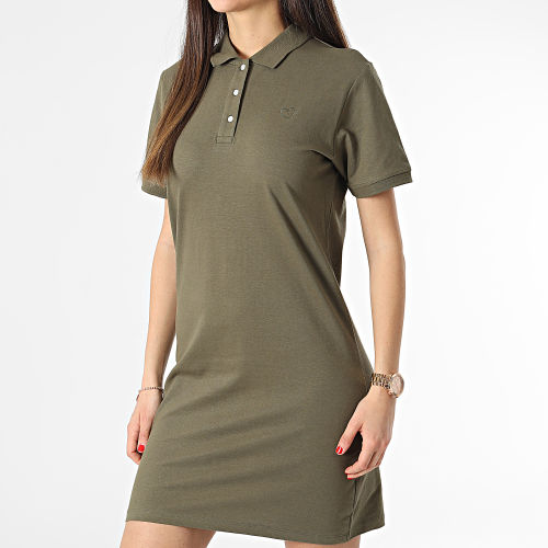 Robe Polo Manches Courtes Femme Vert Kaki