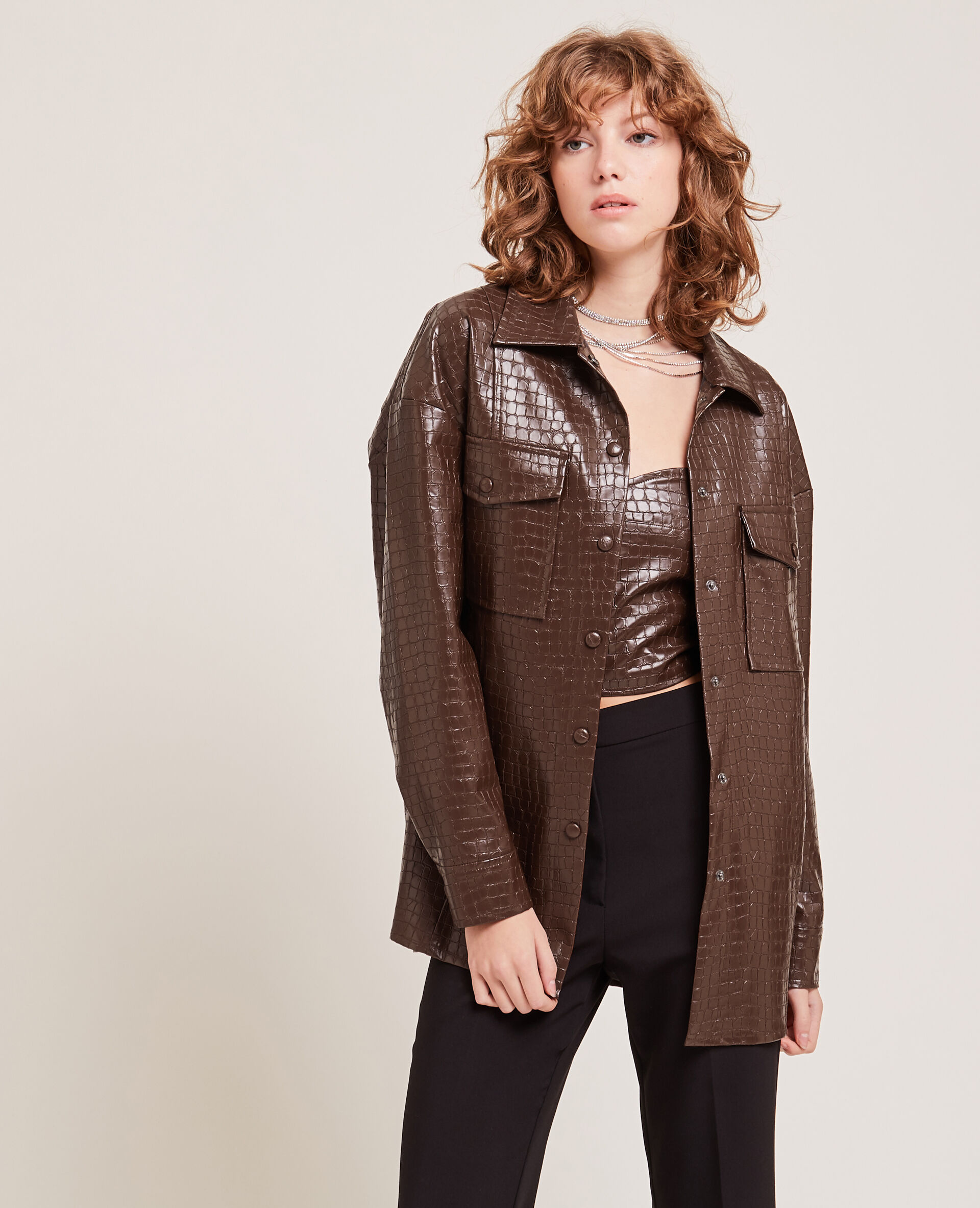 Surchemise effet croco - Marron