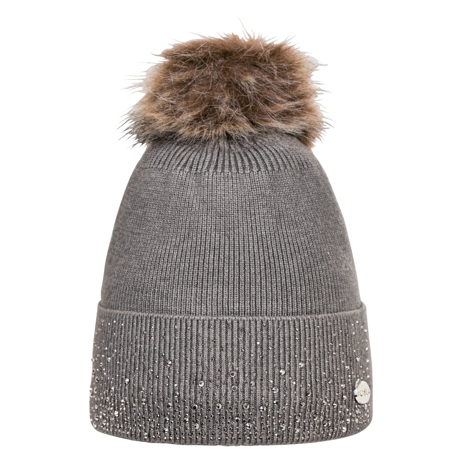 Cheval de Luxe Strickmütze mit abnehmbarem Bommel - stone grey - Einheitsgröße