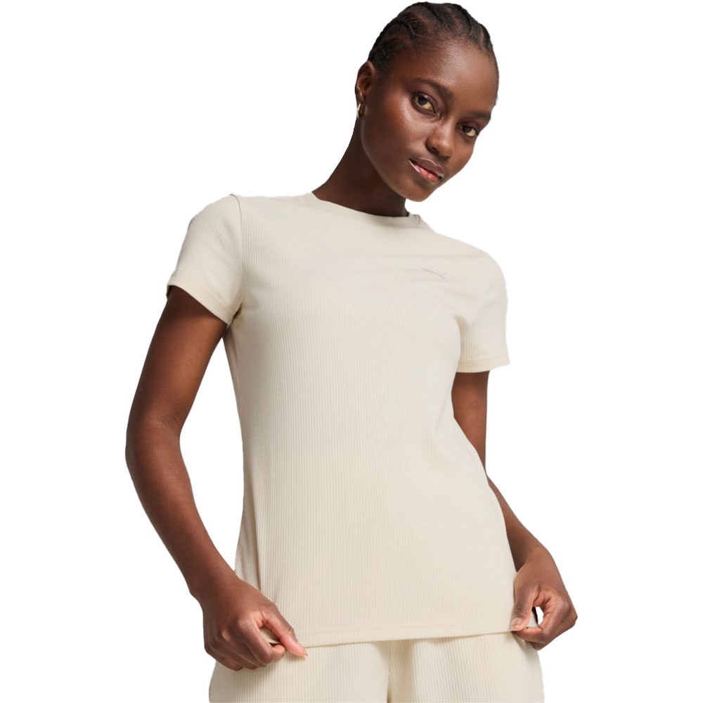 Puma Ess Elevated Rib T-Shirt Damen alpine snow