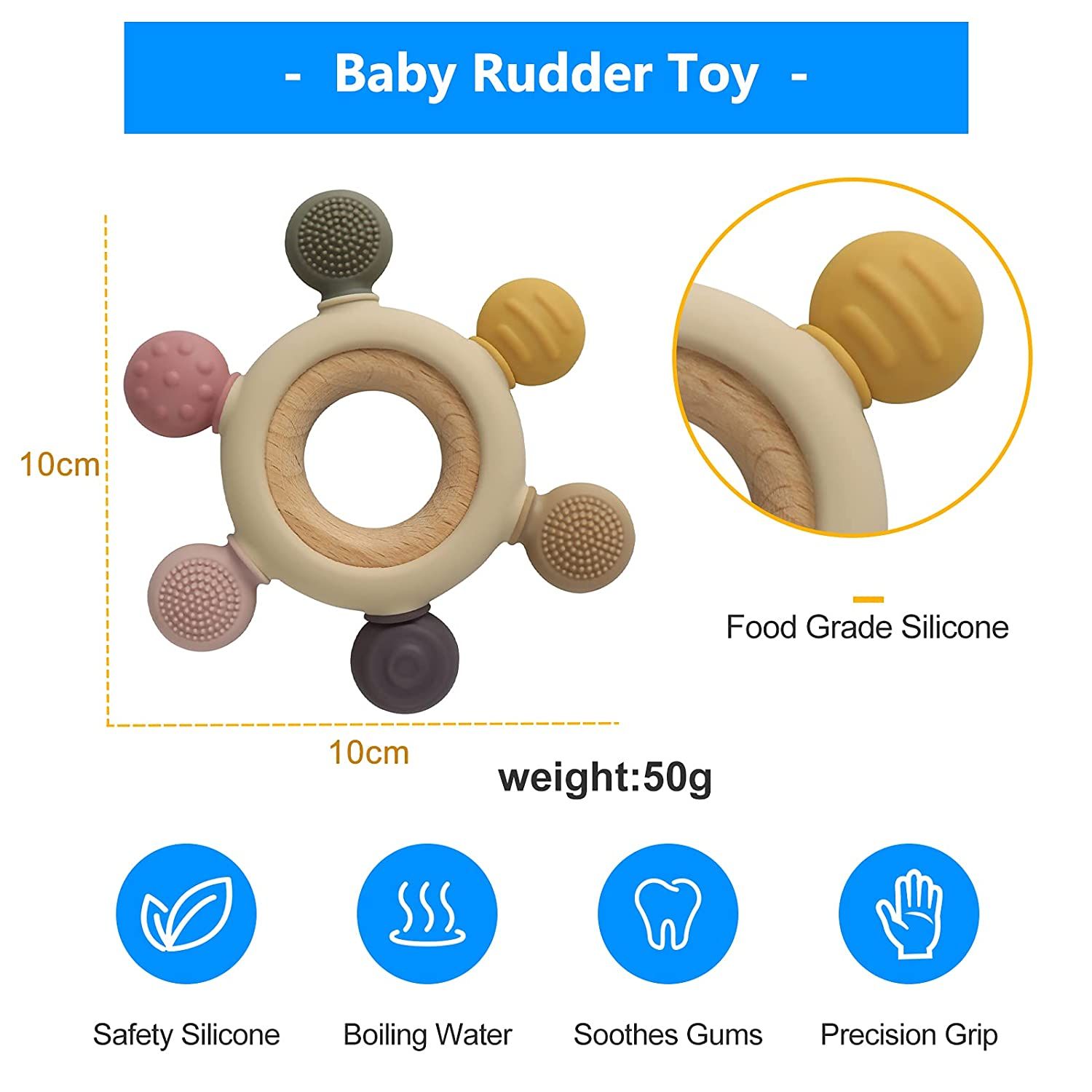 Beißring aus Silikon BPA-frei Baby Beißring Spielzeug Baby Ruder Greifling