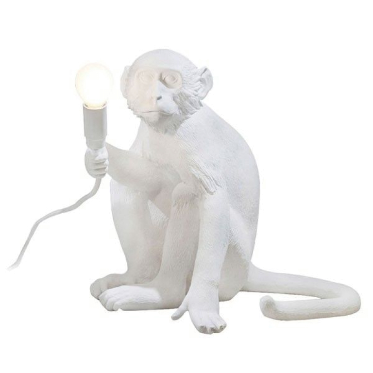 Seletti Monkey Sitting tafellamp wit