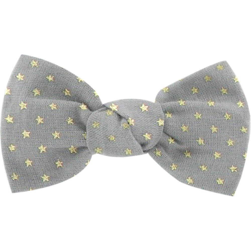 Barrette Petit Noeud Etoile Or Gris