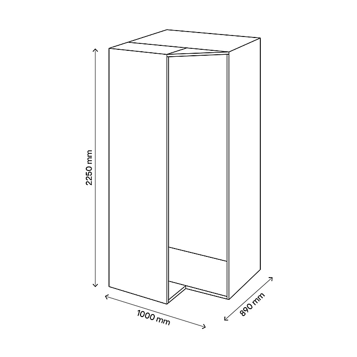 Armoire penderie d'angle effet chêne grisé avec porte battante GoodHome Atomia H. 225 x L. 100 x P. 89 cm