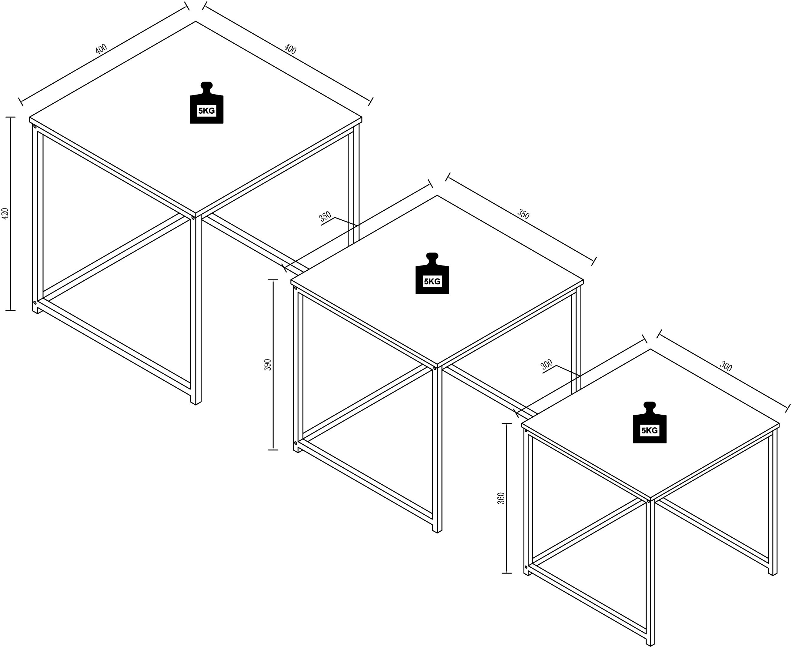 VCM 3-tlg. Set Beistelltisch Couchtisch Sofatisch Kaffeetisch Glisal