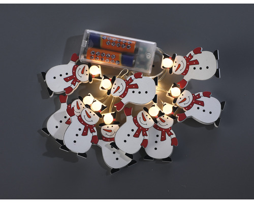 LED Sneeuwpop Houten Lichtsnoer Lafiora 90 cm + 30 cm Aansluitdraad 10 LED's