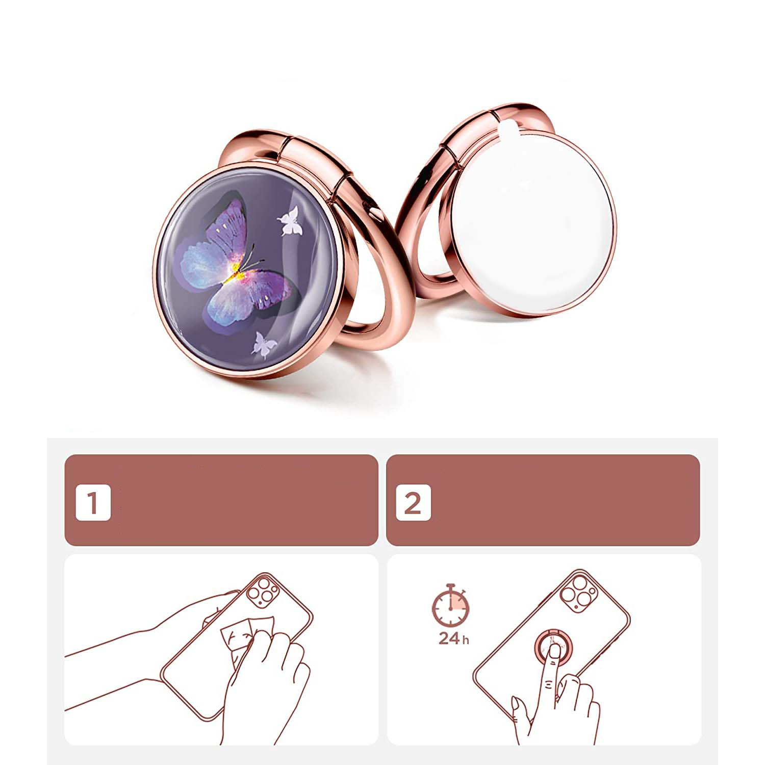 Finger Griff Ring Halterung Selbstklebend 180 Grad für Smartphones - Türkis / Gold