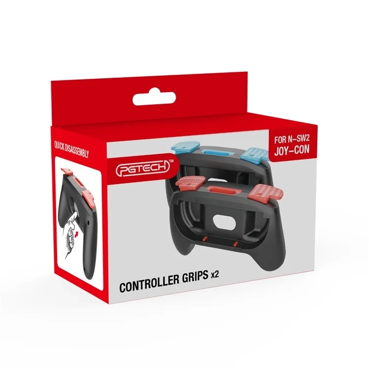 (2er Set) Griff Halterung Gamepad Hülle kompatibel für Nintendo Switch 2 / Joy-Con Controller - Blau / Rot