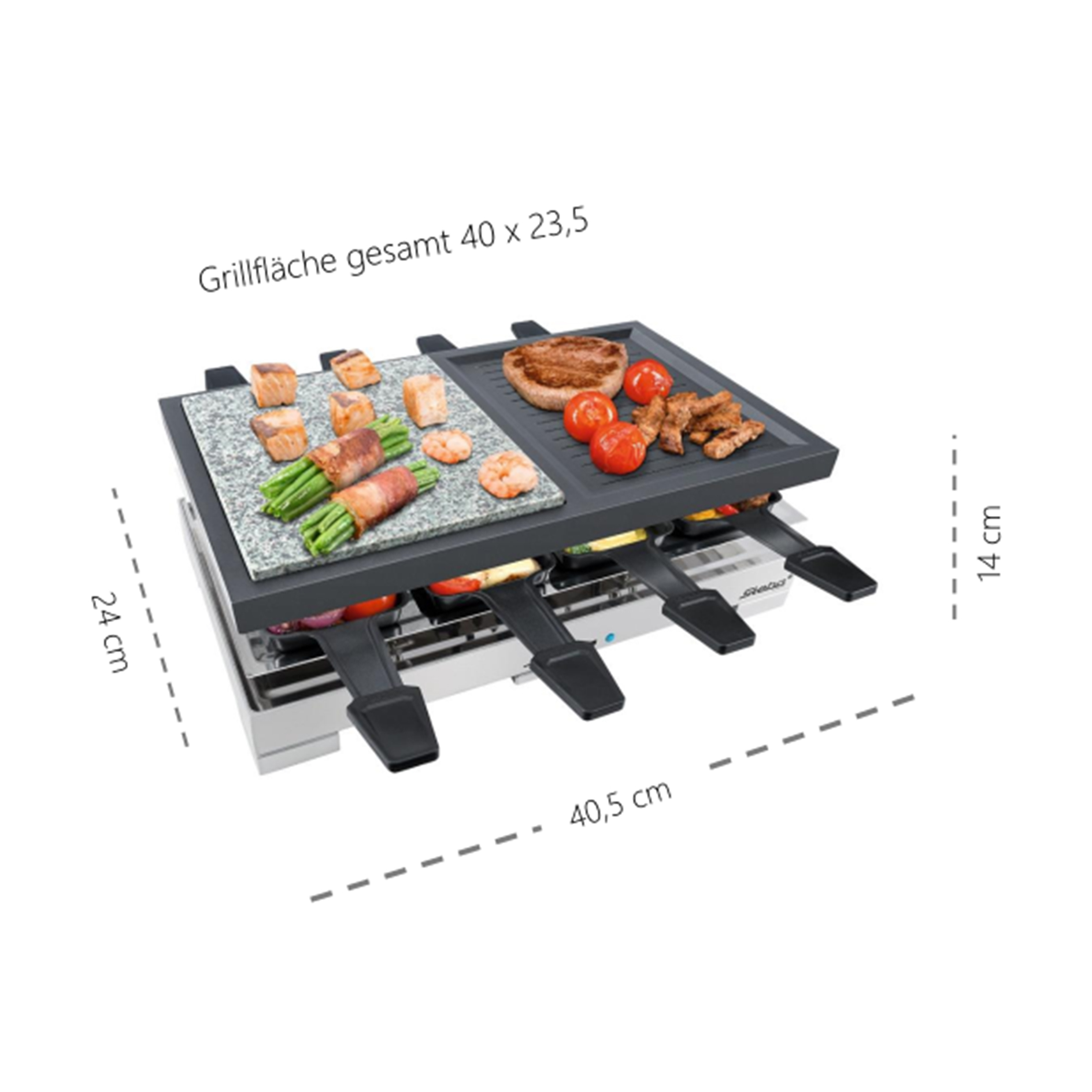 STEBA Multi-Raclette RC 88 - Edelstahl-schwarz - 1200 Watt