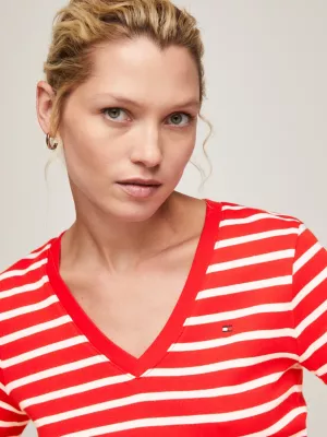Camiseta Slim Fit com Decote em V e Textura Canelada