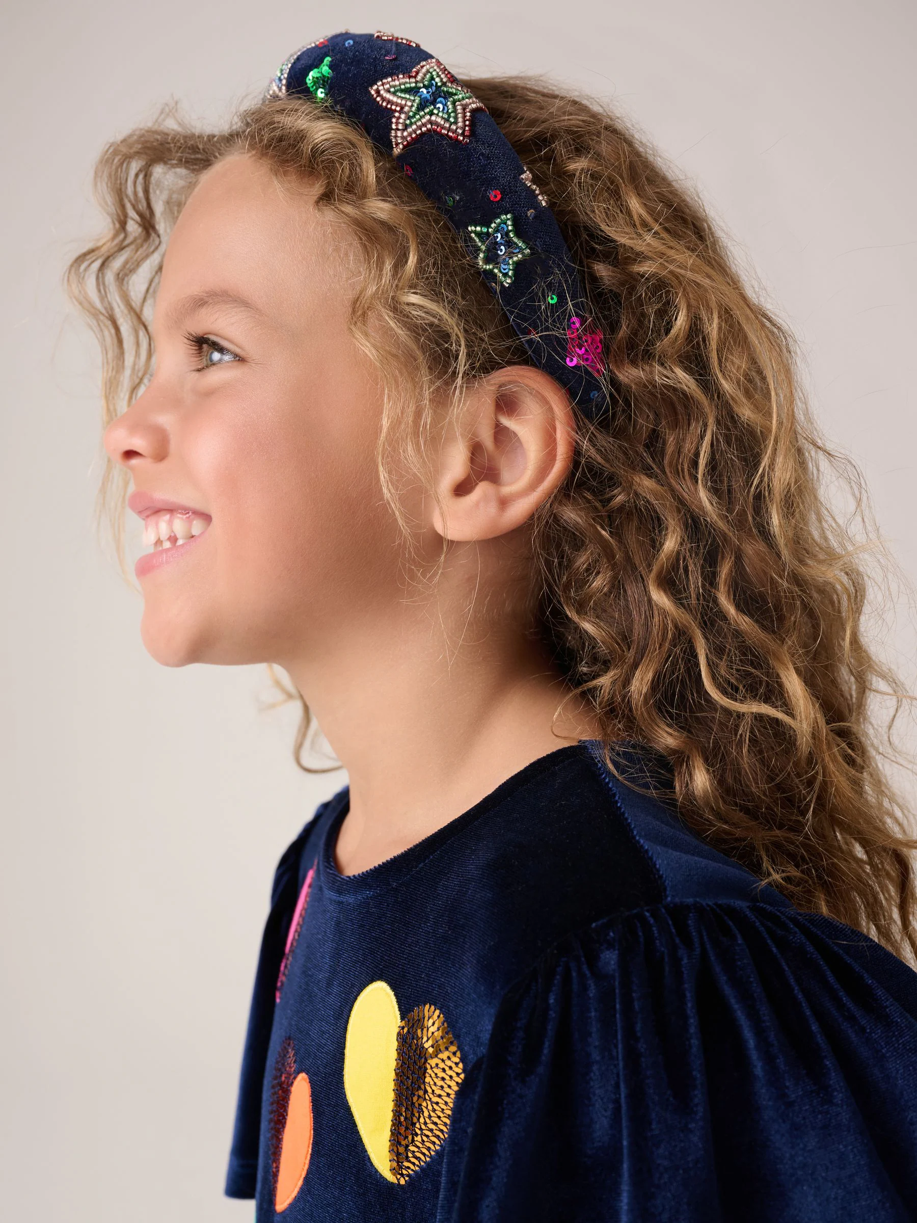 Little Bird by Jools Oliver Velvet Headband With Rainbow Sequin