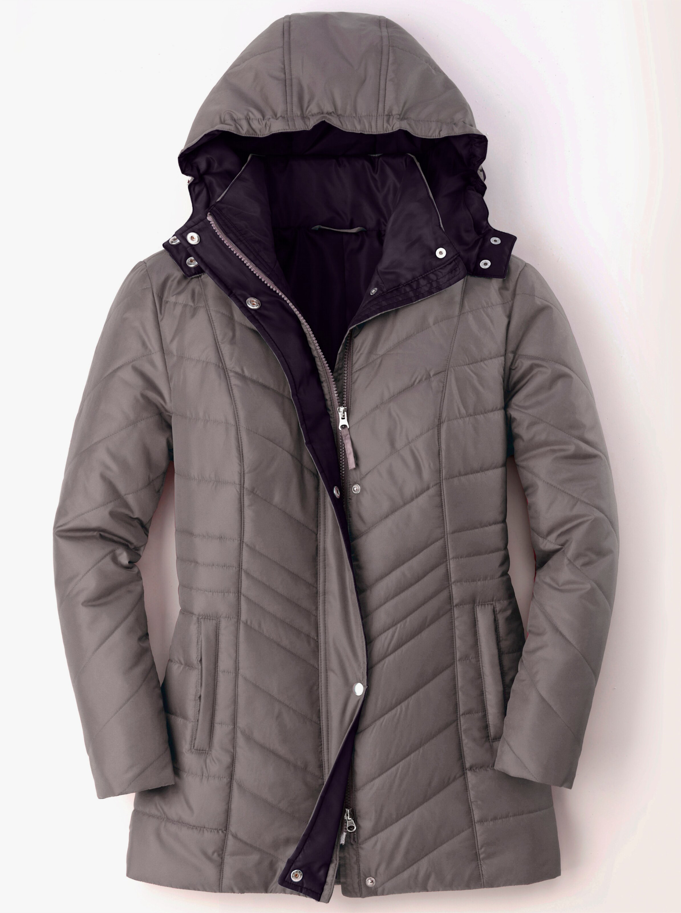 Steppjacke mit Kontrastfutter