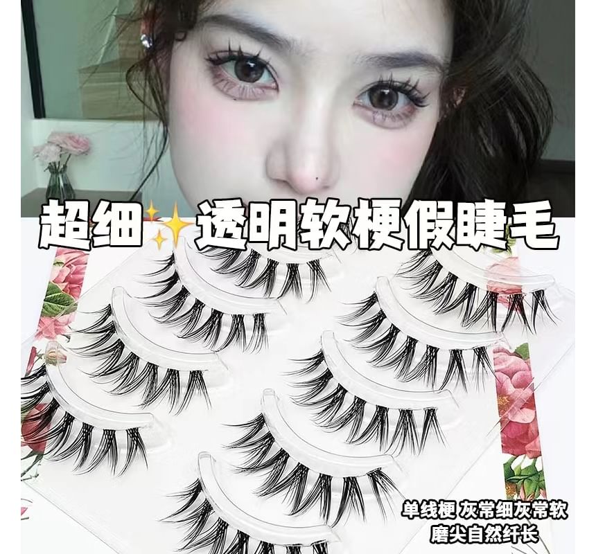 Lashie - Set van 5 paar: Doll Eye Spiky Clear Band nepwimpers